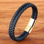 Leather (Blue-Black) Bracelet Men